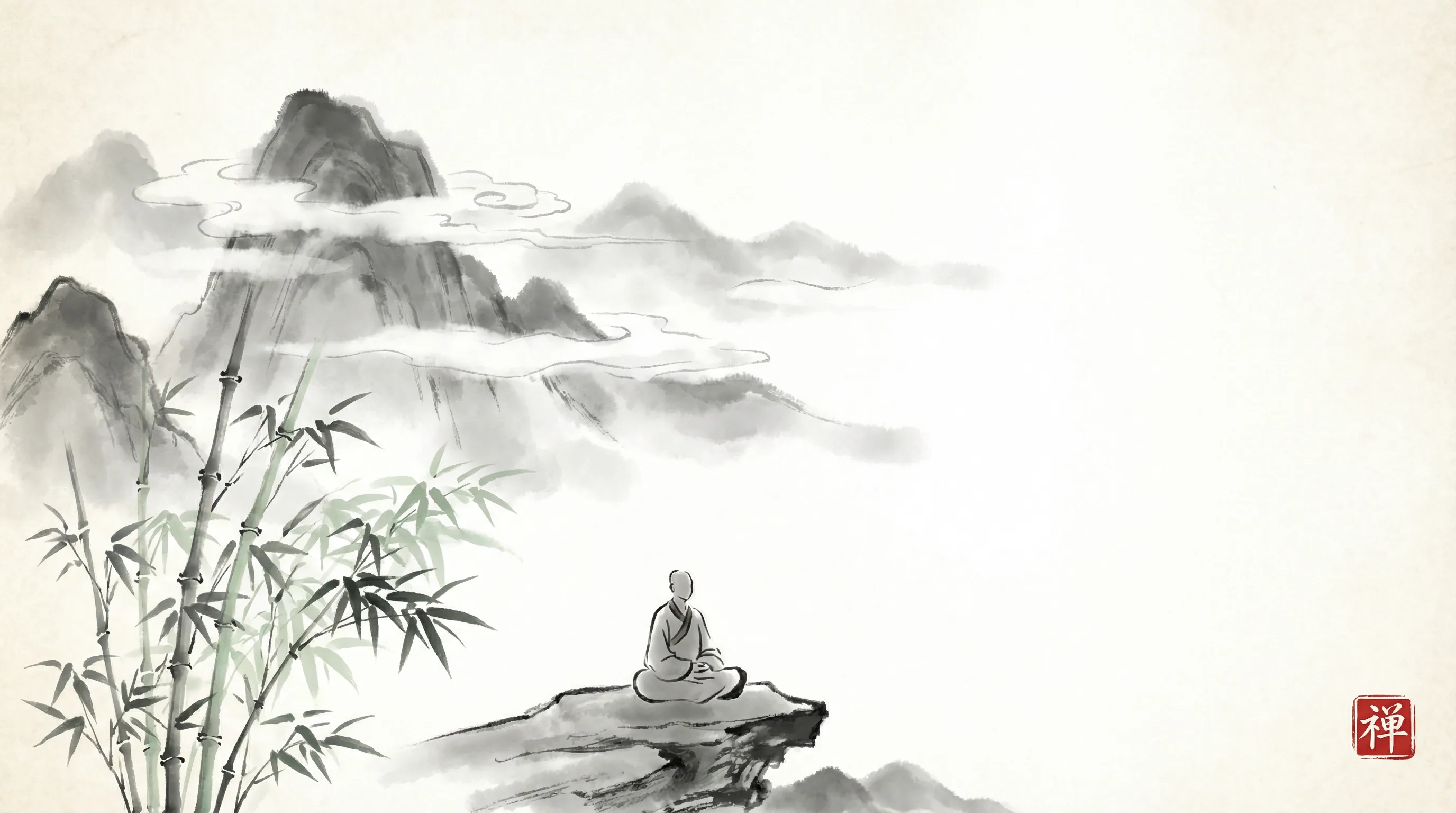 澳门彩 书斋水墨山水全景